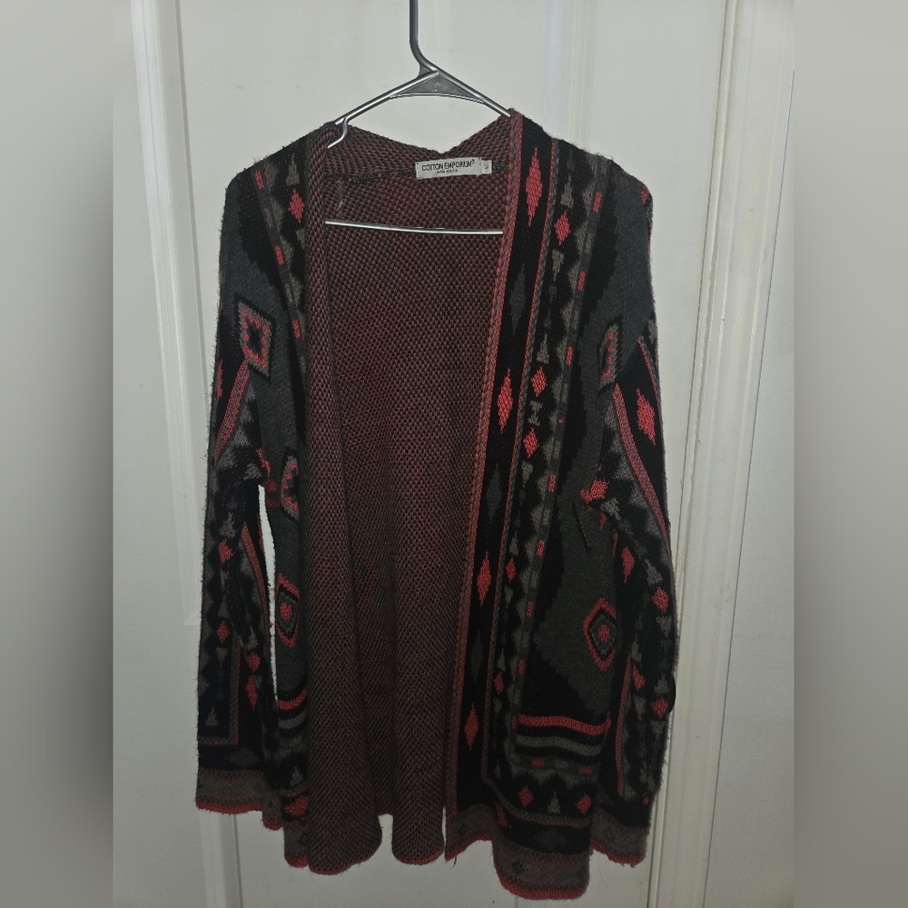 Cotton Emporium Geometric Cardigan‎ Size Large Made In Usa
